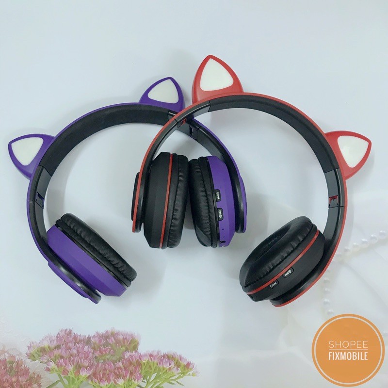 Tai Nghe chụp tai Mèo Bluetooth Cao Cấp phát sáng,Headphone Tai Mèo Đáng Yêu,Có Mic,Chống Ồn,Âm Thanh Trầm Ấm | WebRaoVat - webraovat.net.vn