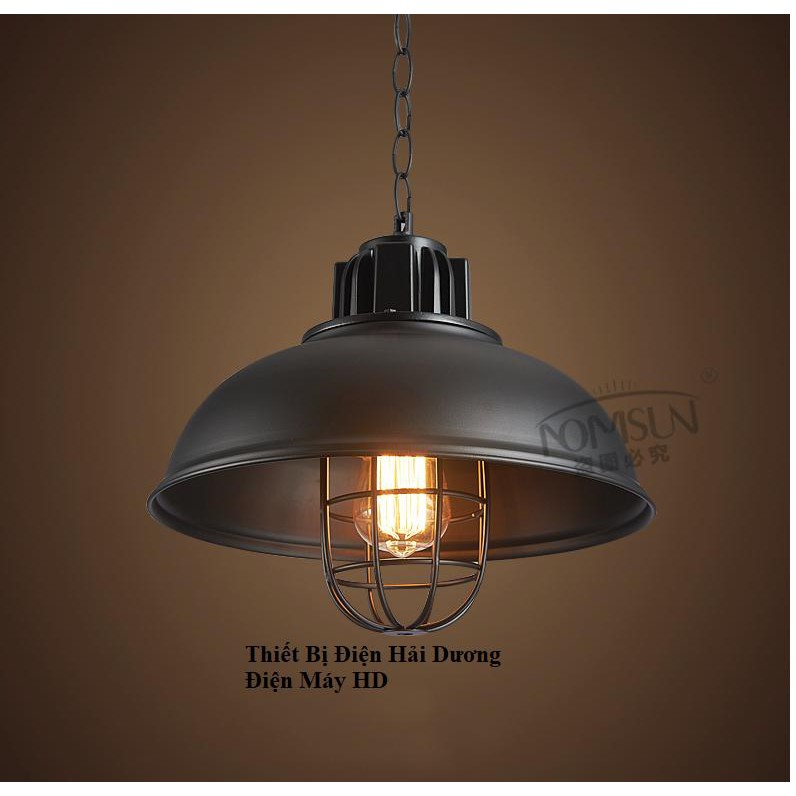 Chao đèn thả trần phòng nổ 330mm kèm dây xích ( Chao Trắng / Chao Đen ) - Tặng kèm bóng led T64 Edison - Decor Trang trí