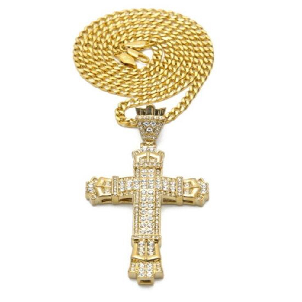 Men's Vintage Diamond Cross Accessories Hip Hop Necklace Jewelry
