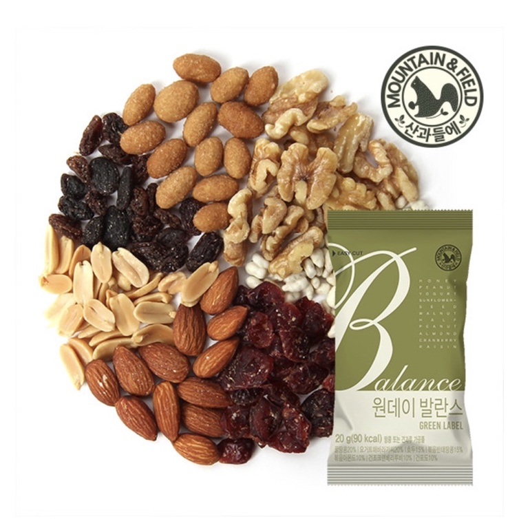 Gói7 loại hạt dinh dưỡng cao cấp Hàn Quốc balance green label 20g ăn phụ hàng ngày