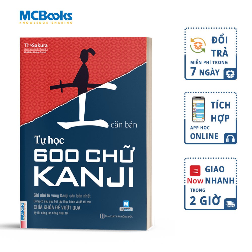 Sách Tự học 600 Chữ Kanji Căn Bản Bản Mới Cho Người Mới Bắt Đầu MCBooks