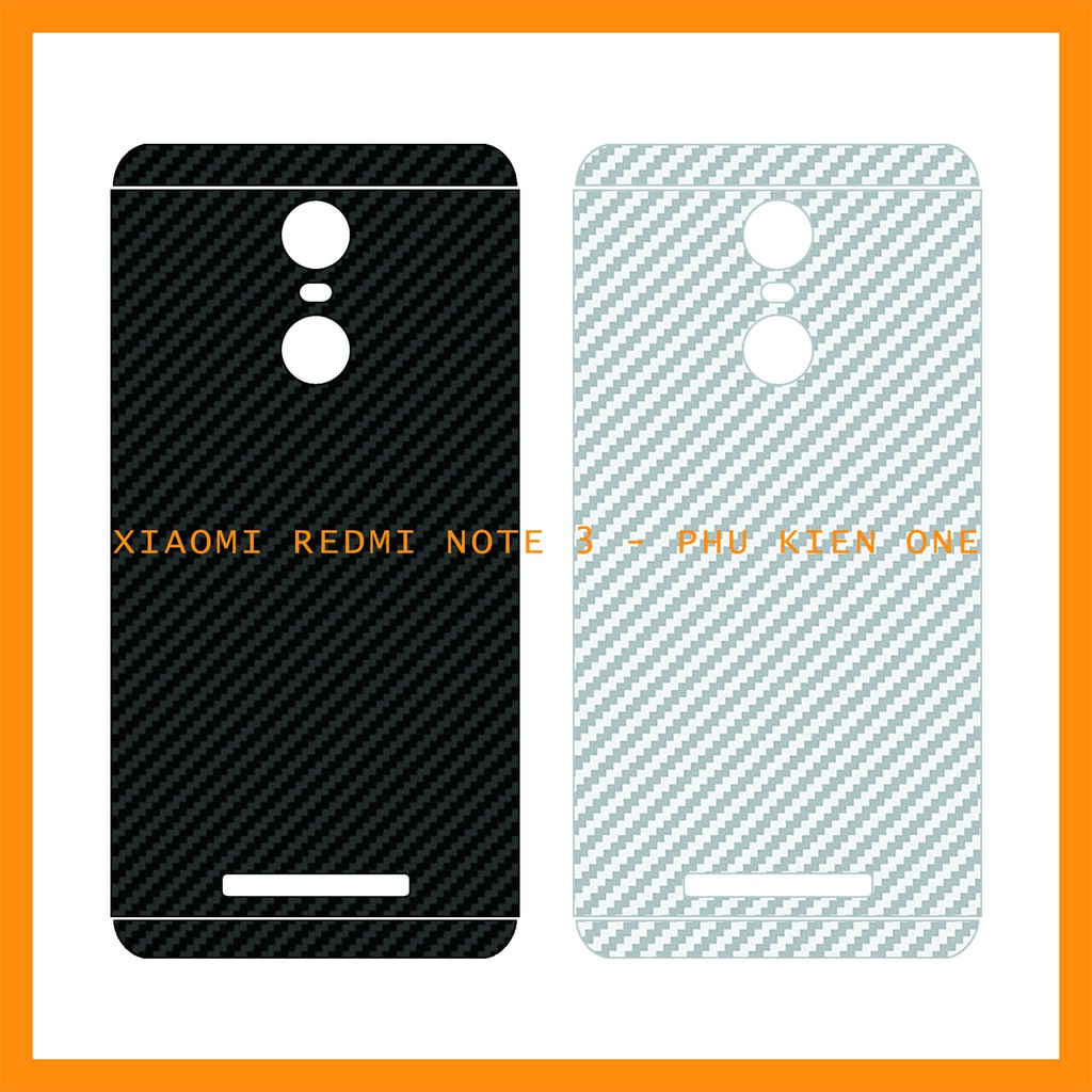 Decal dán lưng Xiaomi Redmi Note 3/ Note 3 Pro/ Note 4/ Note 4x/ Note 5 Pro/ Note 6 Pro/ Note 7 Pro vân carbon 3D