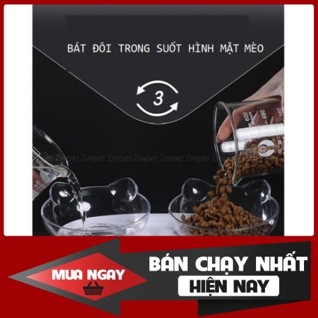 Bát đôi chống gù trong suốt hình mặt mèo - Bát đôi hình tai mèo trong suốt