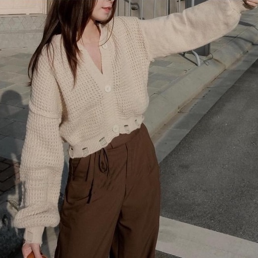 Áo khoác len cardigan móc viền kiểu 3 nút thời trang thu đông ulzzang Hàn Quốc Fmstyle Saigon 21KLU11P50901