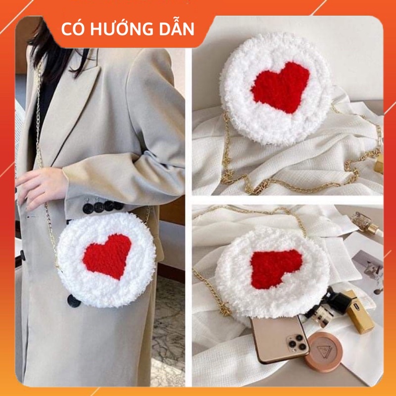 Phụ kiện đan túi handamde tròn, túi đeo chéo (có video hướng dẫn đan) ảnh thật ở cuối