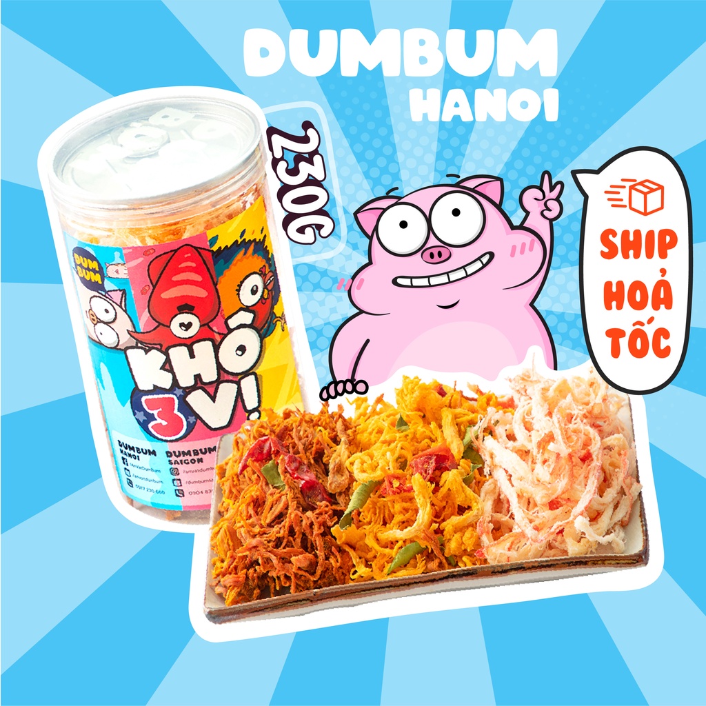 Khô mực mix 3 vị khô gà, khô heo hộp 230g đồ ăn vặt Hà Nội