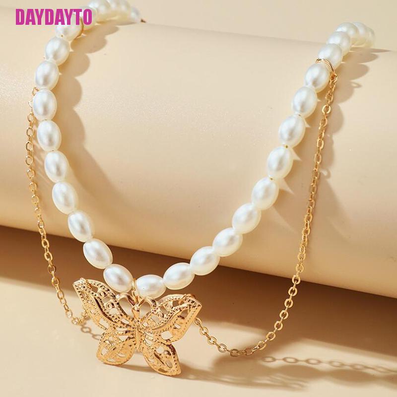 Dây Chuyền Choker Ngắn Nhiều Lớp Đính Vỏ Ngọc Trai Nhân Tạo