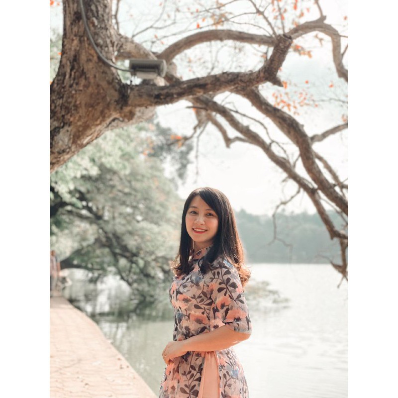 [ xả kho ] MiD Set áo dài họa tiết hoa nhỏ S1237 thiết kế cao cấp kèm ảnh thật