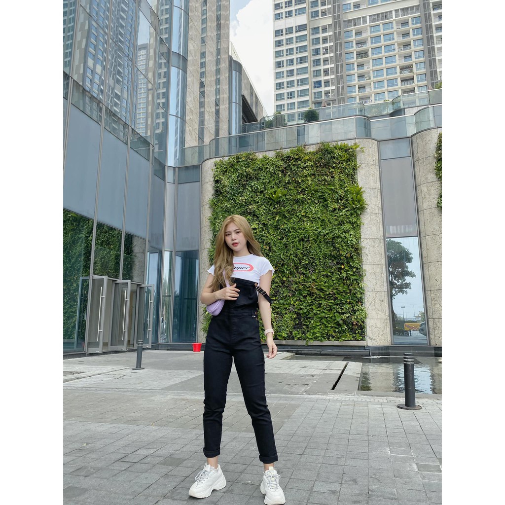 Quần Yếm Overall Jeans nữ cao cấp thương hiệu Five Jeans màu đen | BigBuy360 - bigbuy360.vn
