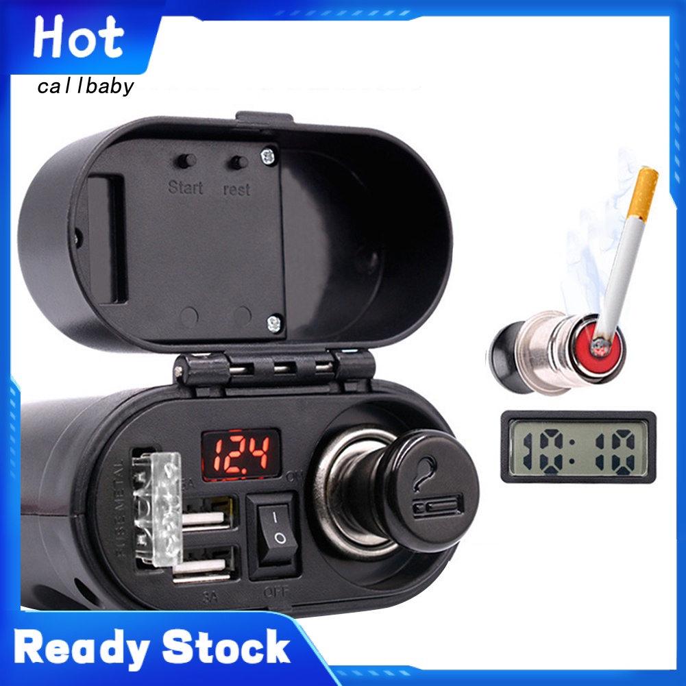 Tẩu Sạc Nhanh 12V Tích Hợp Đồng Hồ Điện Tử Cho Xe Máy