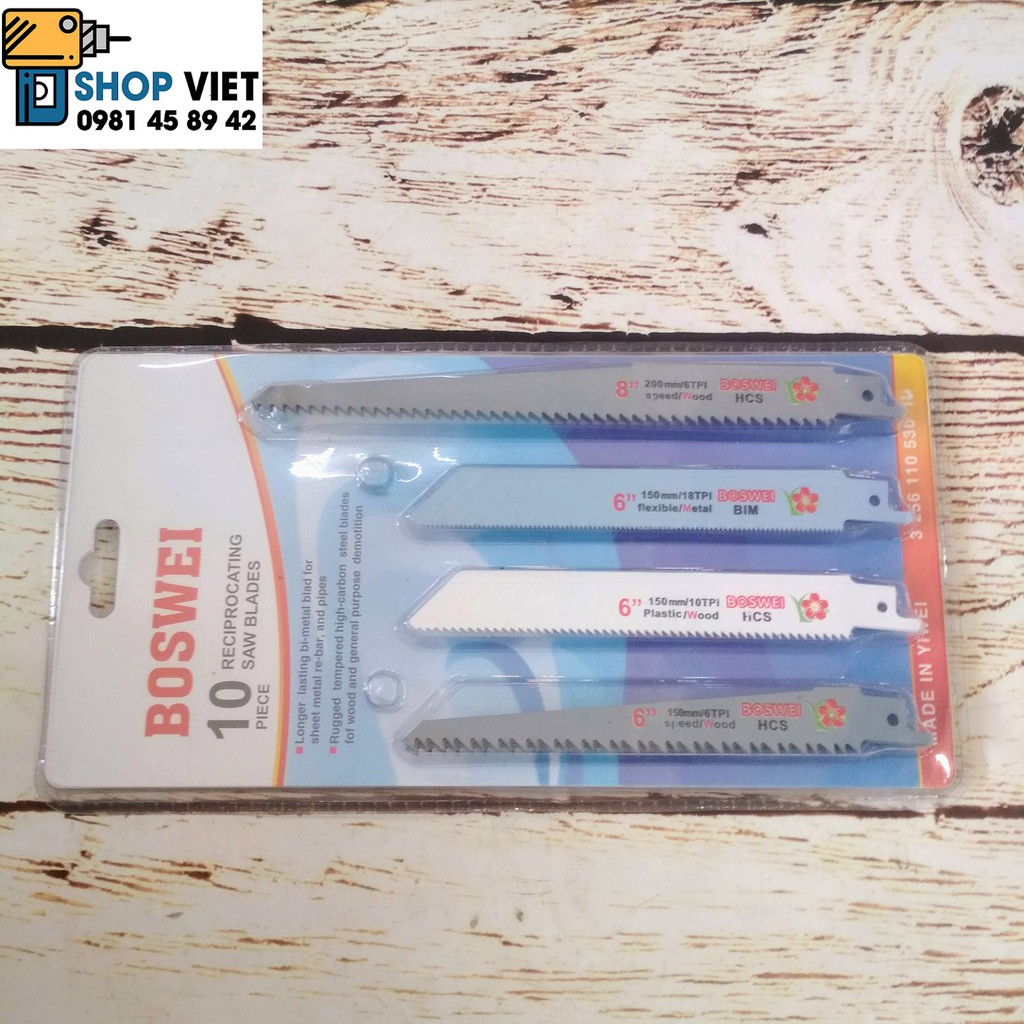 SV Bộ 10 lưỡi cưa kiếm cắt gỗ, cắt sắt đa năng BOSWEI