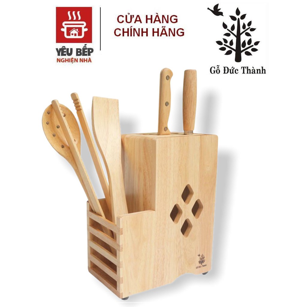 Kệ Gỗ Đức Thành Đứng Đa Năng Dắt Dao, Đựng Đũa Muỗng, Thớt, Gỗ Cao Su Cao Cấp, Chắc chắn, Thiết kế thông minh