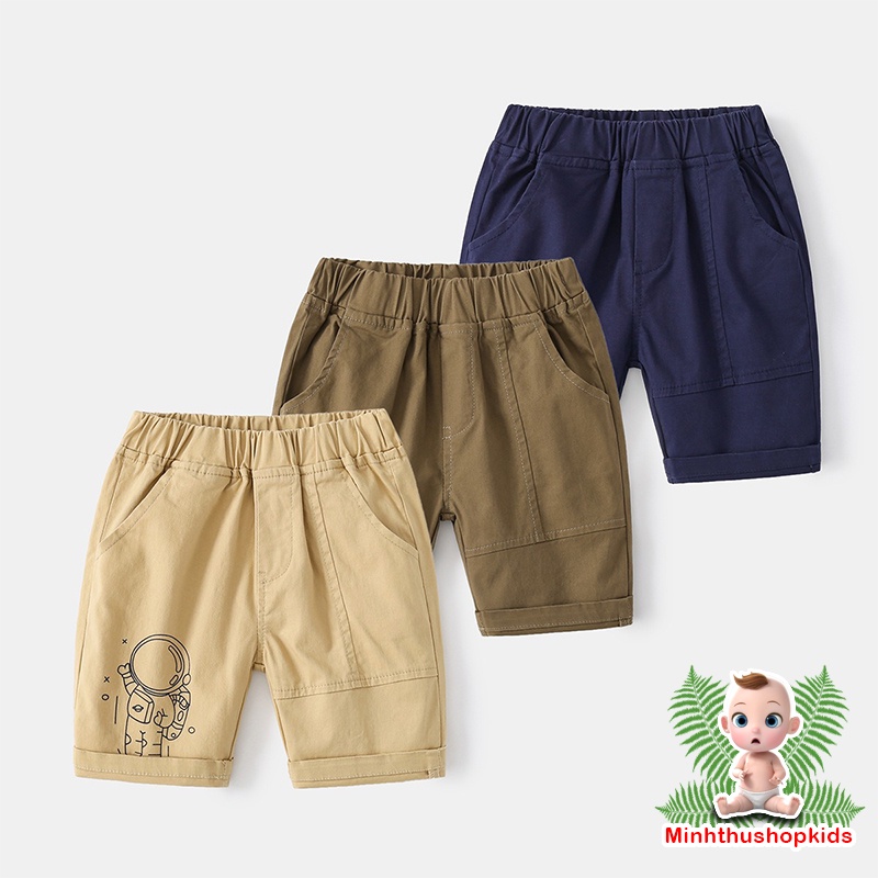 Quần Kaki bé trai WELLKIDS quần short cho bé họa tiết thể thao hàng xuất Âu Mỹ QATE 527