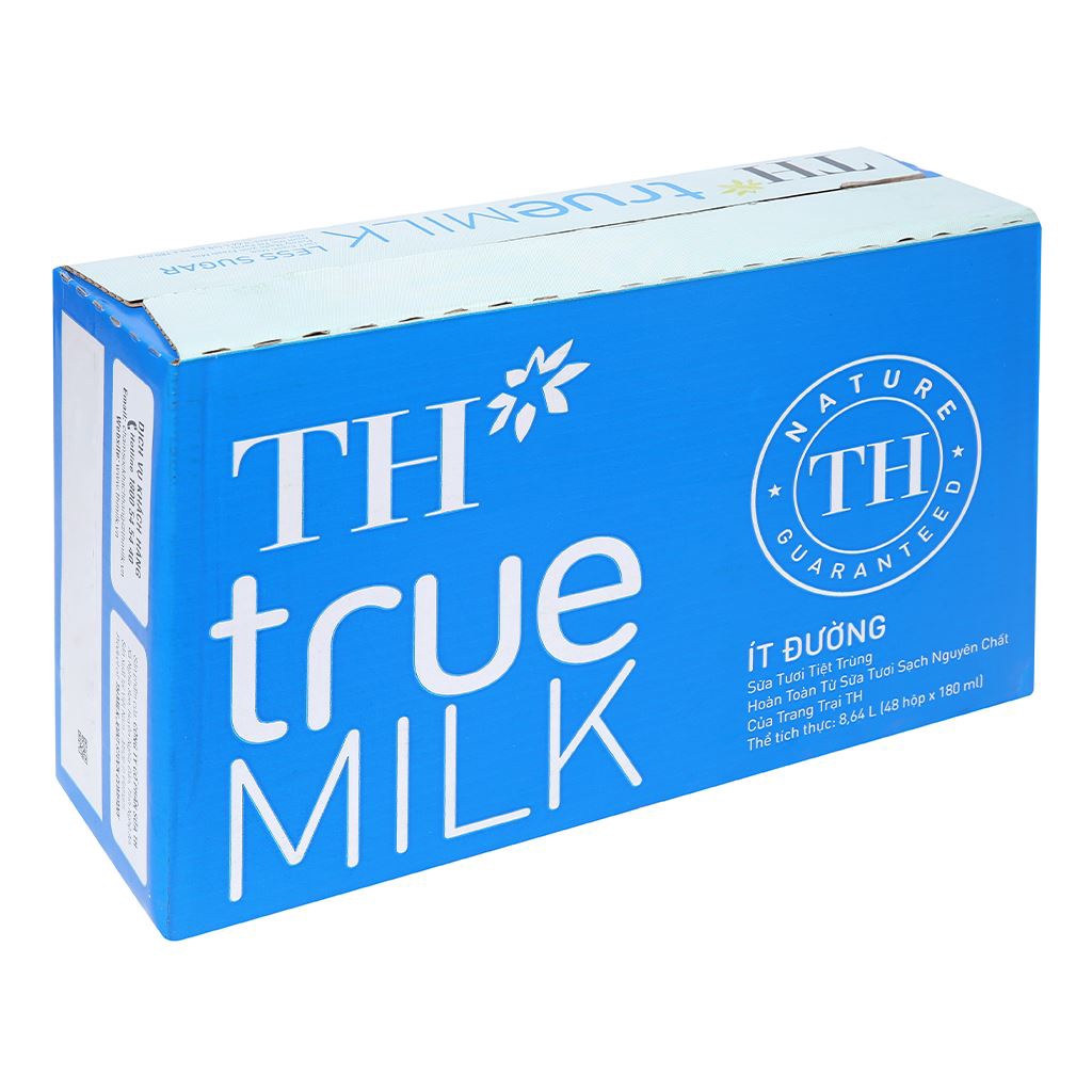 Thùng 48 hộp sữa tươi tiệt trùng th true milk 180ml có đường ít đường và không đường date 1/2023