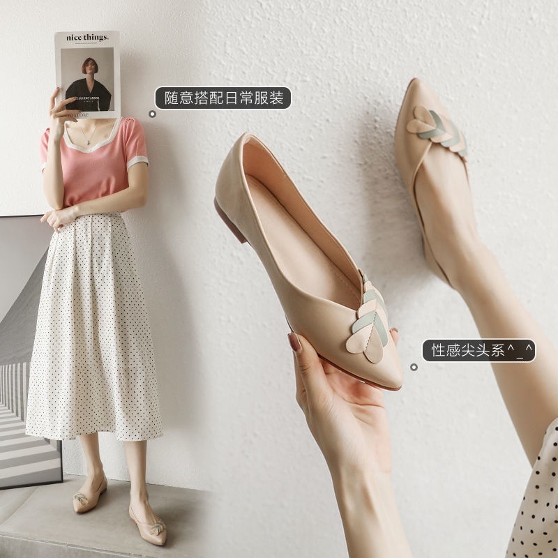 Giày Búp Bê Mũi Nhọn Đế Bằng Mềm Mại Thời Trang Trẻ Trung Cho Nữ