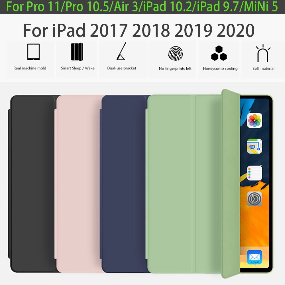 Bao da máy tính bảng bằng PU và silicon có chức năng chân đế 3 gấp cho iPad Mini 3 2 1 4 5
