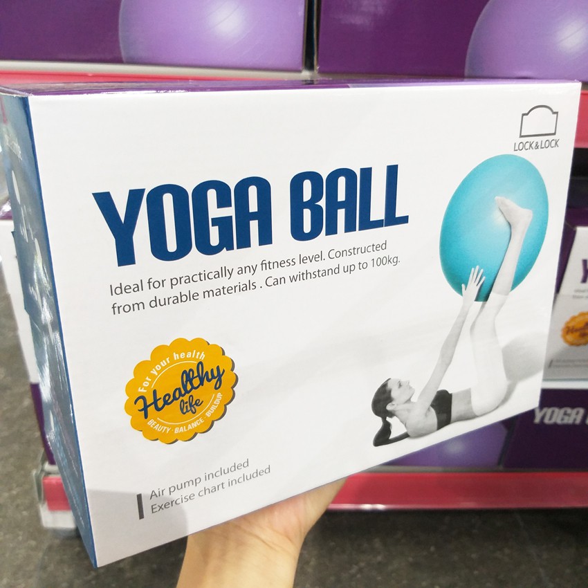 Bóng tập thể dục Yoga Ball Lock&lock HLW805BLU 55cm & 65cm Kèm Bơm và Hướng Dẫn Tập