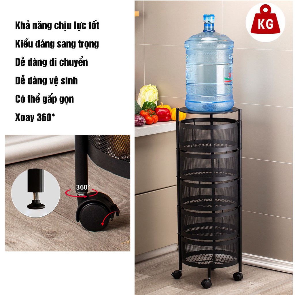 kệ nhà bếp đa năng , kệ xoay tròn nhà bếp 3 4 5 tầng bằng thép sơn tĩnh điện chắc chắn gọn gàng thông minh tiện ích