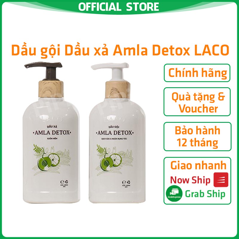 Dầu gội Dầu xả Laco Amla Detox - Ngăn rụng kích thích mọc tóc Mềm mượt Tóc uốn nhuộm tẩy