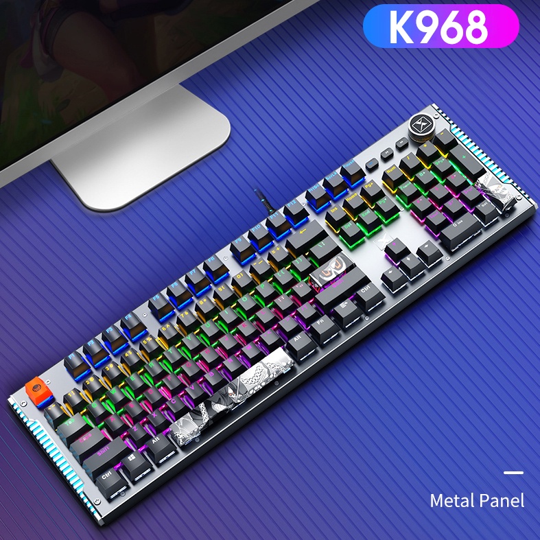 Bàn Phím cơ Gaming K968 SUPER GAME 25 Chế Độ LED Đổi Màu Keycap Siêu Xịn, Dùng Cho Máy Tính PC - LapTop