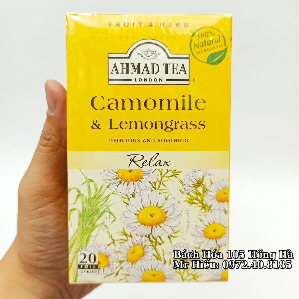 [HSD T4/2023] Trà Ahmad Tea vị Hoa Cúc hộp 20 gói - Camomile & Lemongrass
