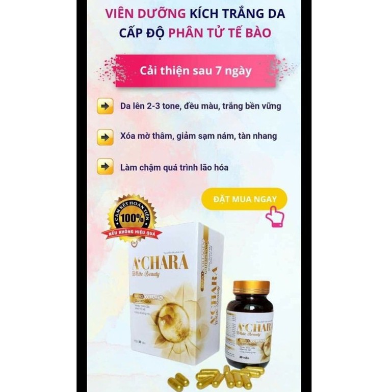 A'chara White Beauty Viên uống trắng da, căng da hộp 30 viên | Thế Giới Skin Care