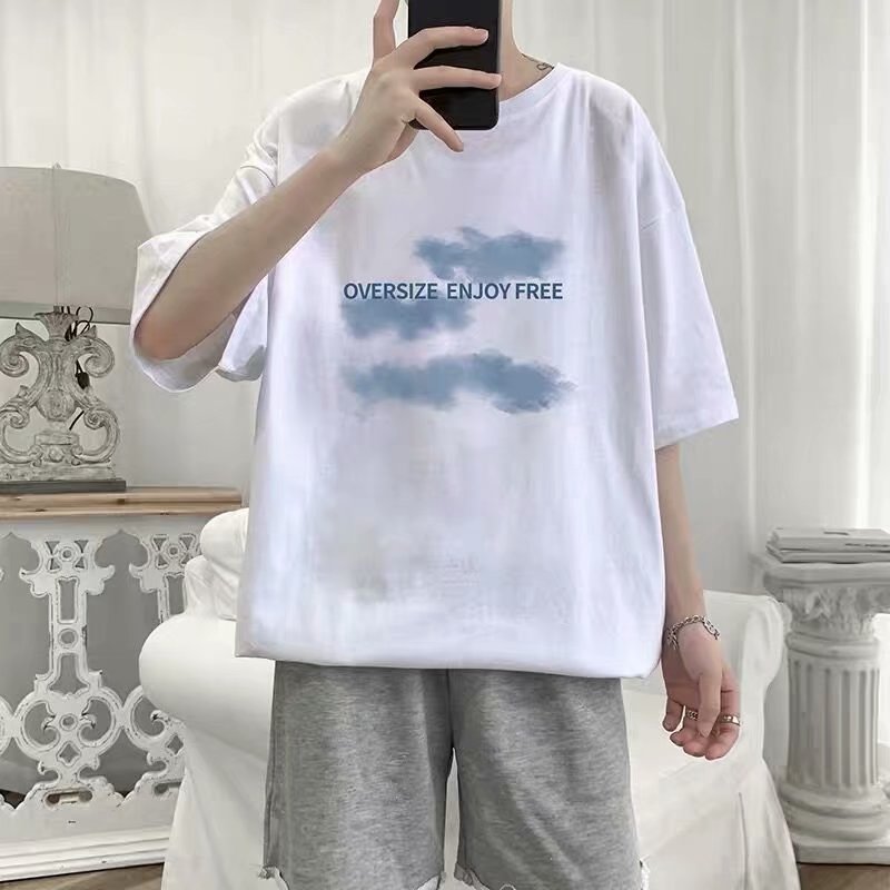 Áo thun tay ngắn in họa tiết đám mây phong cách hip hop có 3 màu tùy chọn cho size M-8Xl 150Kg