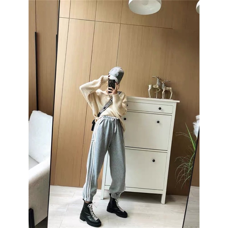 Free Ship - Quần Jogger Nữ 3 Sọc Thể Thao Bo Chân Chất Da Cá | WebRaoVat - webraovat.net.vn