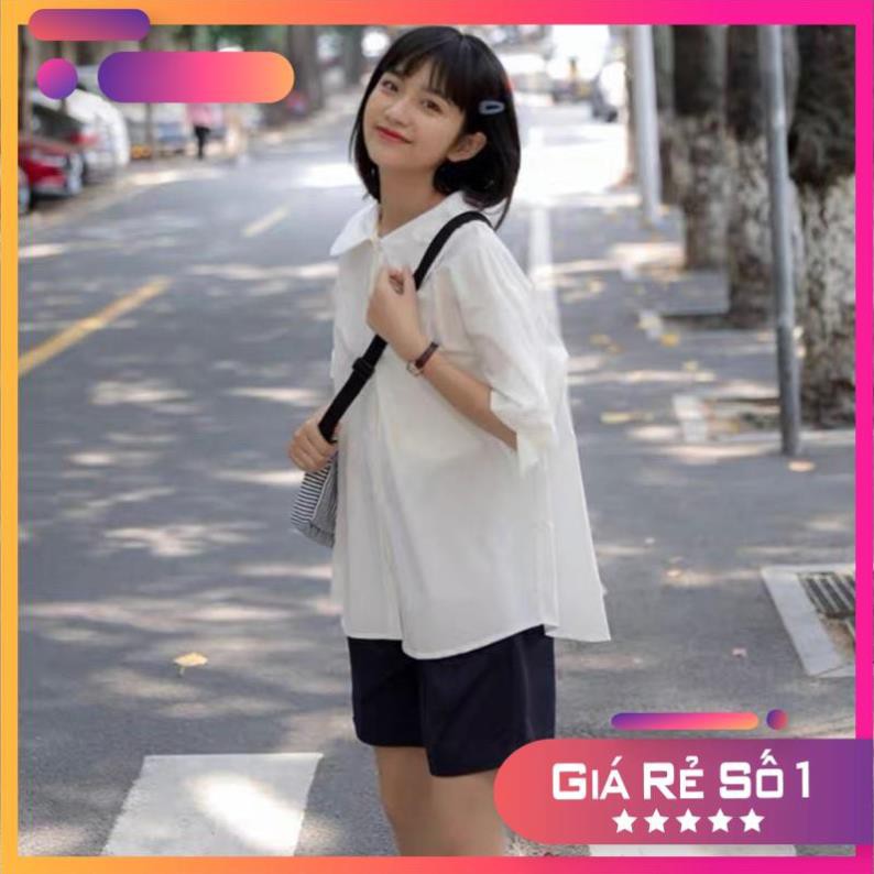 Áo Babydoll Cổ Sen Dáng Rộng Dễ Thương- Sơ Mi Cổ Tròn 2 Màu Ulzzang Hot