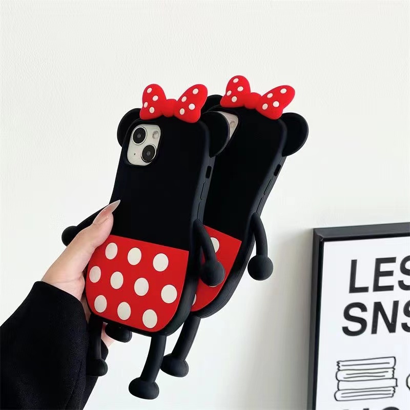 Ốp Điện Thoại Dẻo Họa Tiết Hoạt Hình Minnie Chấm Bi Kèm Vòng Đeo Tay Chống Rơi Cho iPhone 11 / 12 / 12PRO MAX / 13PRO MAX / XR / XS plus