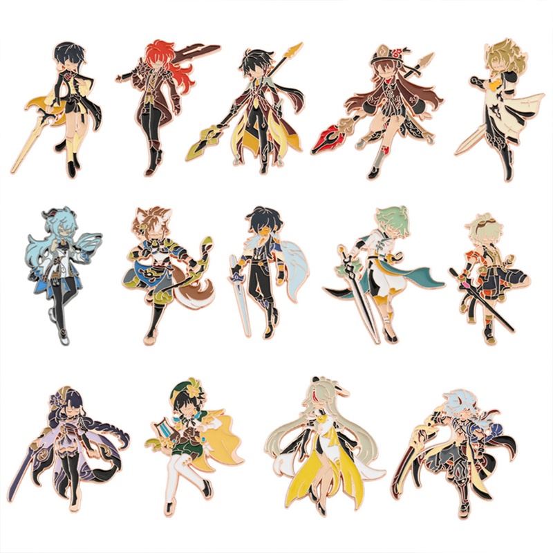 Huy Hiệu Cài Áo Kim Loại Hình Anime Genshin impact tmdbyx