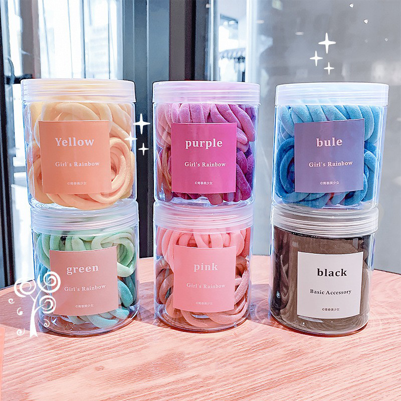 Bộ 50 Dây Thun Buộc Tóc Đầy Màu Sắc Tự Chọn Xinh Xắn Tiện Dụng