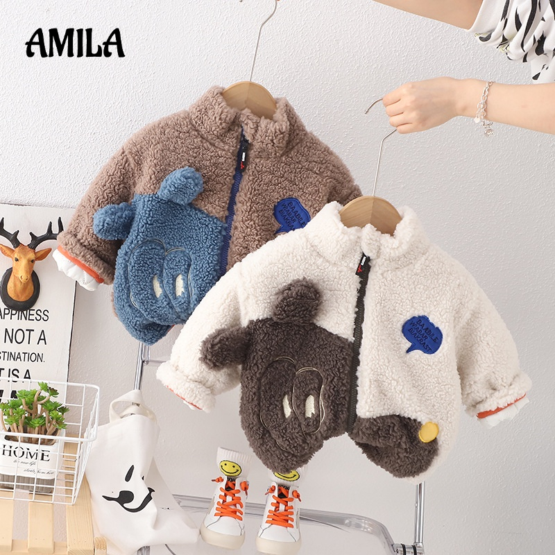 Áo khoác AMILA tay dài khóa kéo giữ ấm thời trang cho bé