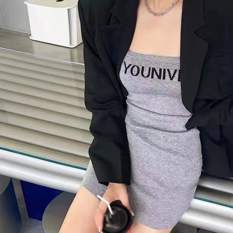 Đầm Hai Dây Ôm Dáng In Chữ Thời Trang Dành Cho Nữ