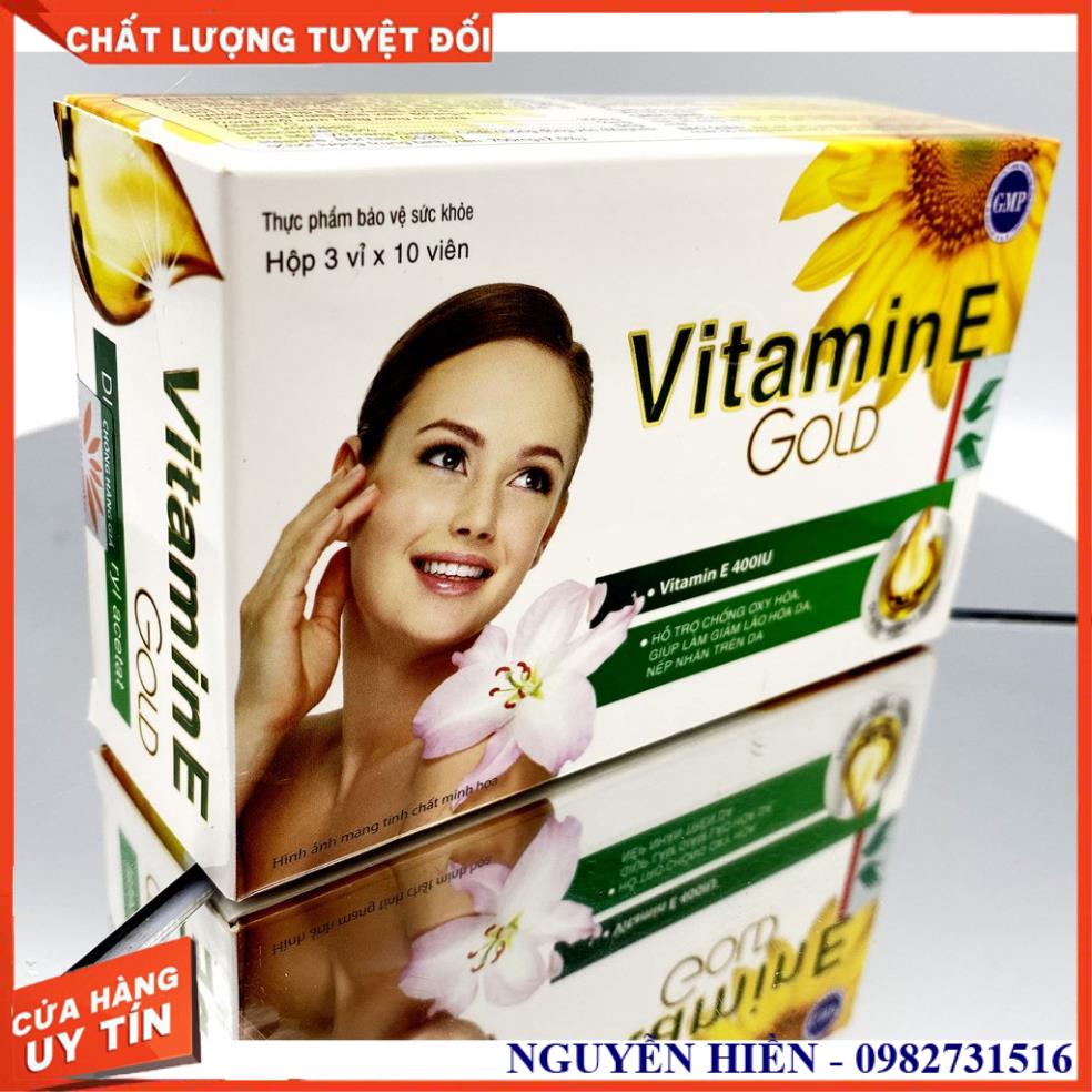 Vitamin E Gold – Giúp Hỗ Trợ Chống Oxy Hóa – Giúp Làm Giảm Lão Hóa Da – Giảm Nếp Nhăn Hộp 30 Viên