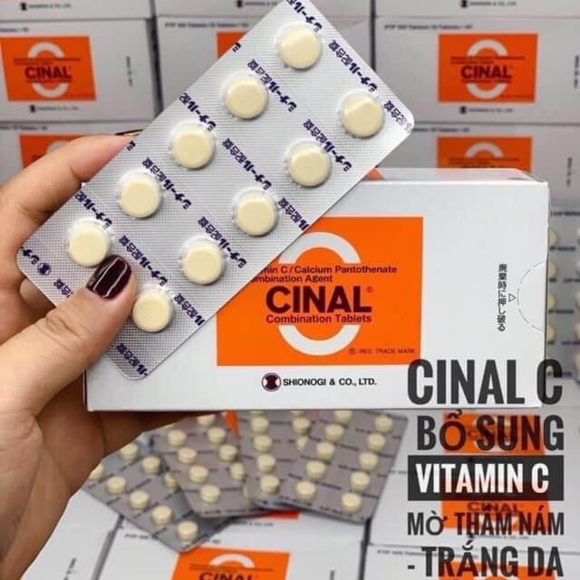 Viên uống Vitamin C trắng da, mờ thâm nám Cinal C Nhật Bản - Hộp 100 viên