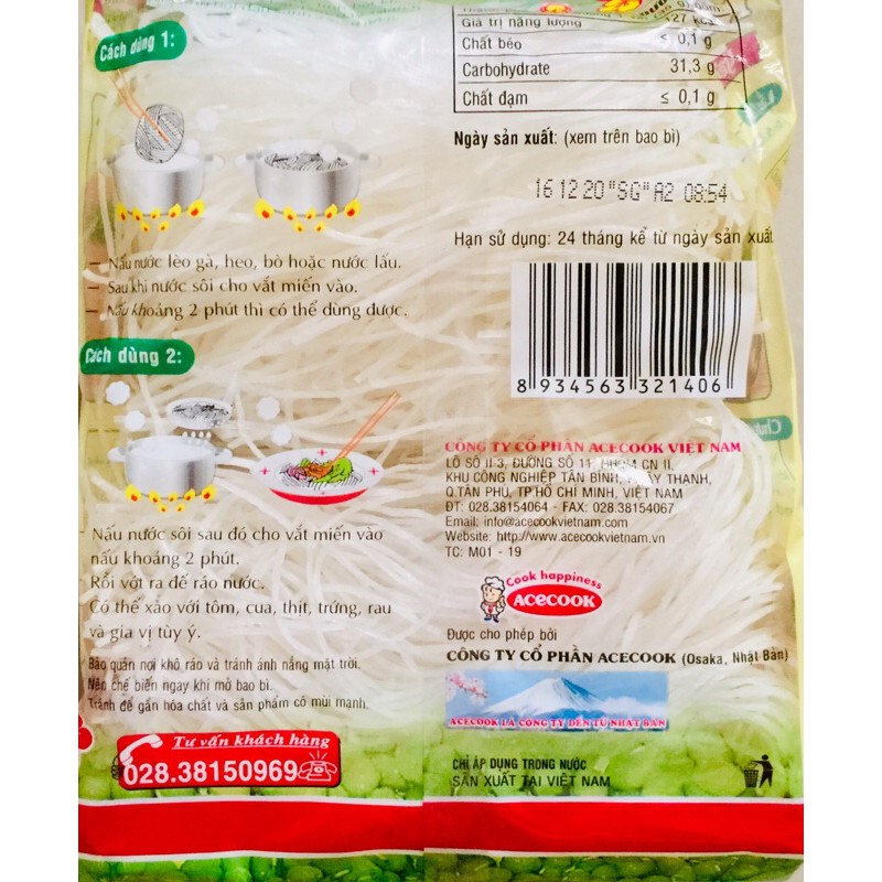 Miến đậu xanh yến tiệc Phú Hương gói (210g)