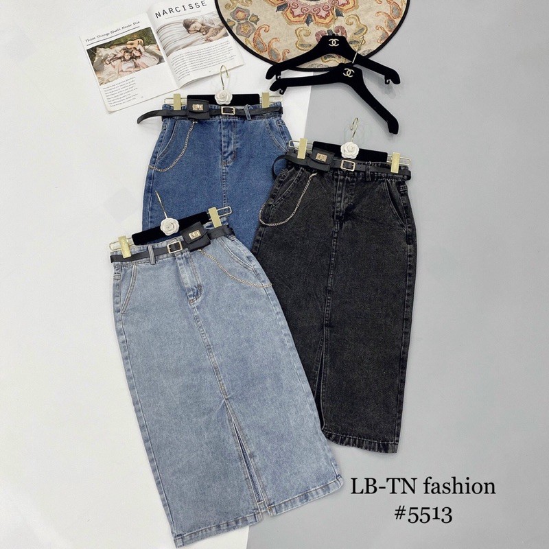 CHÂN VÁY BÒ DÁNG DÀI KÈM ĐAI XÍCH | BigBuy360 - bigbuy360.vn