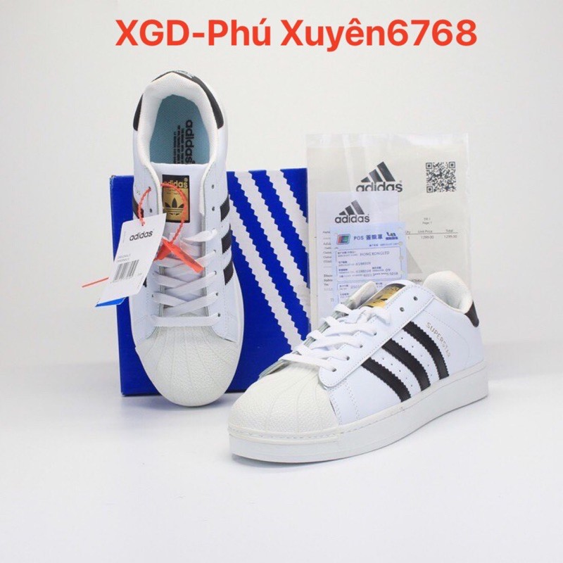 [Video ảnh thật] Giày adidas mũi trơn trắng 3 sọc FULL BOX