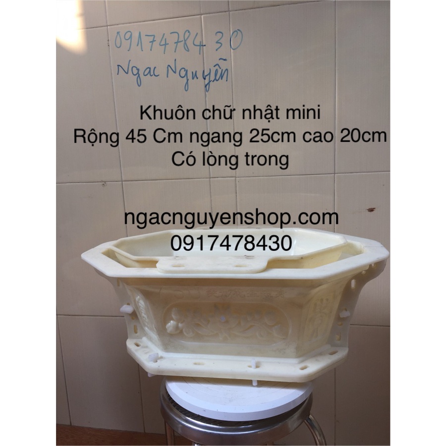Khuôn Đổ Chậu Chữ Nhật Mini Dài 45cm Ngang 25cm Cao 20cm Có Lòng Trong – Khuôn Thỏi Vàng