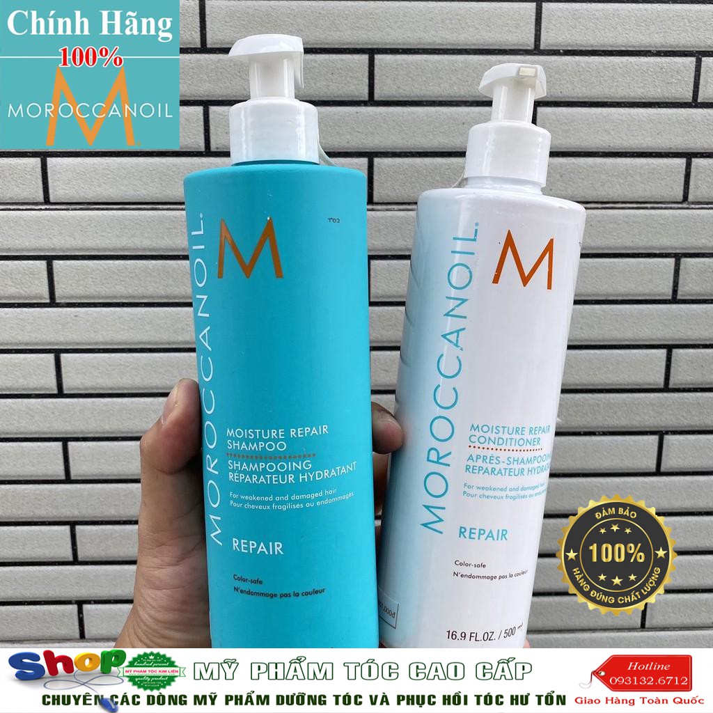 [Moroccanoil-chính hãng] Dầu gội xả phục hồi tóc hư tổn Moroccanoil Moisture Repair 500mlx2