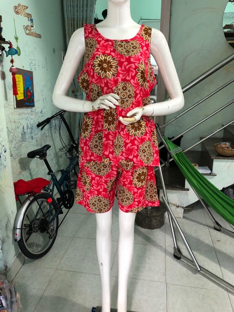 [48-60ky]Bộ lanh lụa mặc nhà quần đùi ống rộng mát thoải mái mùa hè