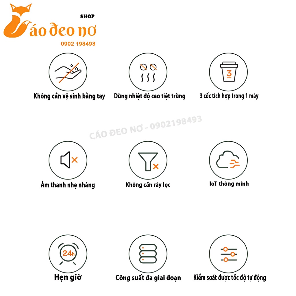 Máy Sữa Hạt Tự Động JOYOUNG Y521 Có Màn Hình Hiển Thị Bảo Hành 12 Tháng - Cáo Đeo Nơ