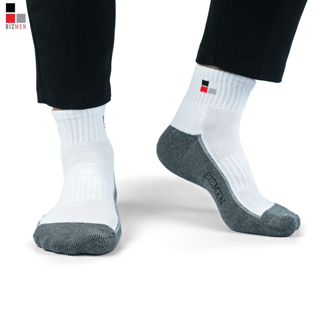 Tất, Vớ Nam Siêu Dày Thể Thao Cổ Trung Cotton, Kháng Khuẩn Khử Mùi Bizmen - CST.01