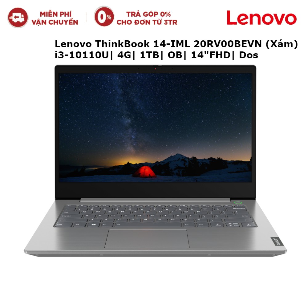 Laptop Lenovo ThinkBook 14-IML 20RV00BEVN (Xám) i3-10110U| 4G| 1TB| OB| 14"FHD| Dos