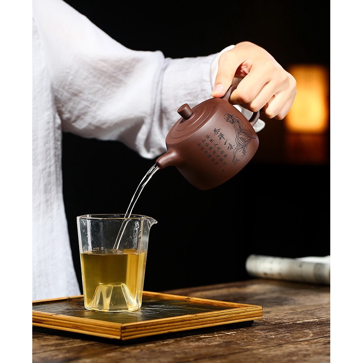 Ấm Tử Sa Nghi Hưng Tỉnh Lan Tâm Thiền 300 ml (Tử Nê, Lọc tổ ong)