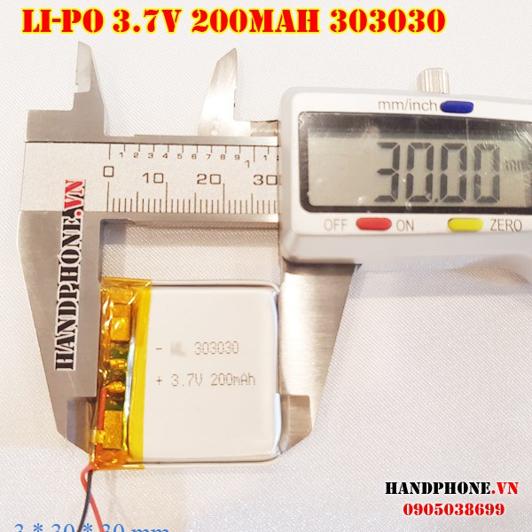 Pin Li-Po 3.7V 200mAh / 210mah 303030 (Lithium Polyme) cho Smartwatch,Bộ đàm, Địnhvị GPS,Camera hành trình,máy ghi âm