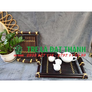 Khay tre lót tách chữ nhật, chuẩn khay trà sịn để bàn uống trà, chụp hình decor ( nhiều cỡ)