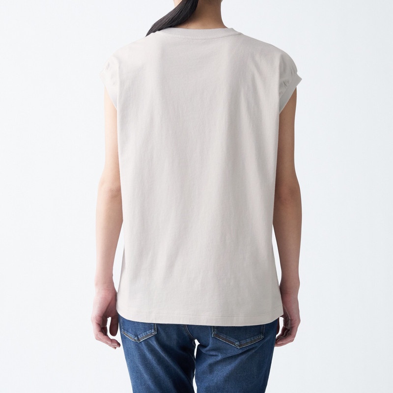 Muji Áo Thun Vải Jersey Cotton Ấn Độ Không Tay