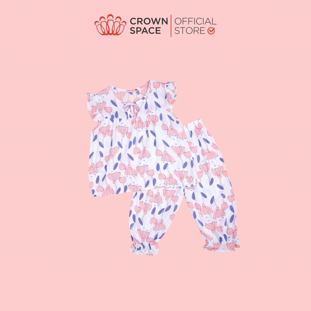 Bộ Mặc Nhà Bé Gái Hoa Tím Chính Hãng Crown Kid CKGS2911206.P Size 4 - 8